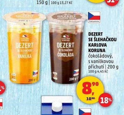 Dezert se šlehačkou Karlova Koruna