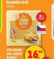 Sýr Eidam 30% uzený plátky Karlova Koruna