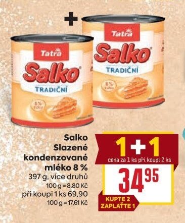 Salko Slazené kondenzované mléko 8 % 397 g