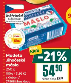 Máslo Jihočeské Madeta