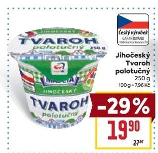 Tvaroh polotučný Jihočeský Madeta