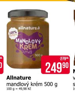 Allnature mandlový krém 500 g