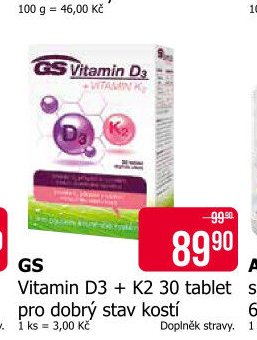 GS Vitamin D3 + K2 30 tablet