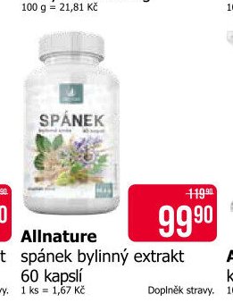 Allnature spánek bylinný extrakt 60 kapslí