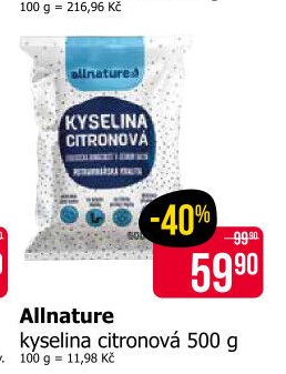 Allnature kyselina citronová 500 g