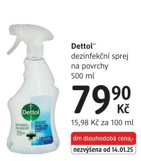 Čistič povrchů antibakteriální ve spreji Dettol