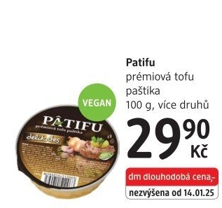 Paštika rostlinná tofu Patifu Veto