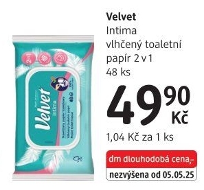 Vlhčený toaletní papír Intima 2v1 Velvet