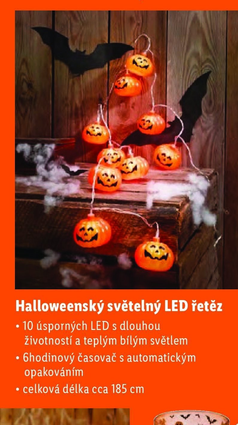 Halloweenský světelný LED řetěz