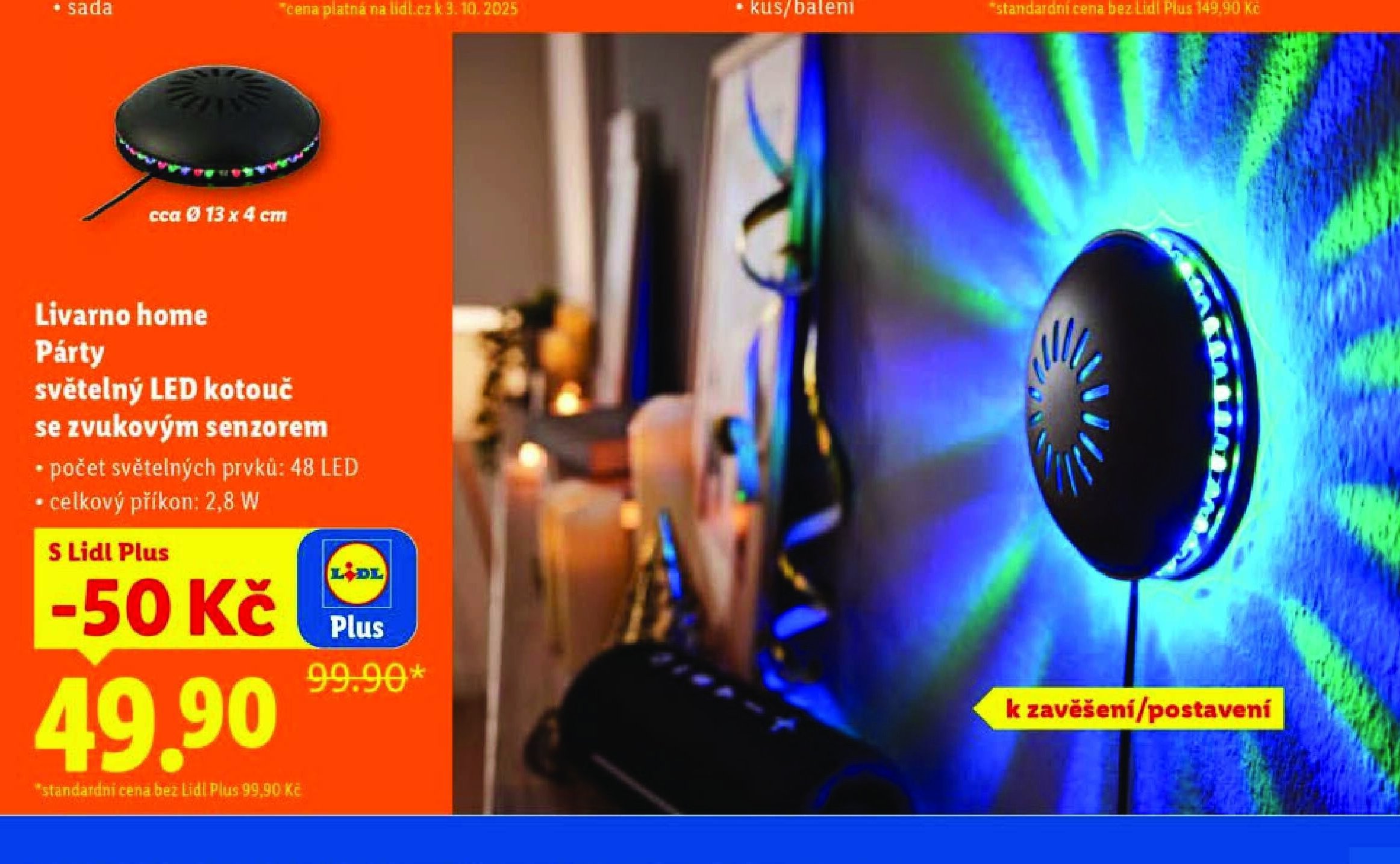 Livarno home Párty světelný LED kotouč se zvukovým senzorem