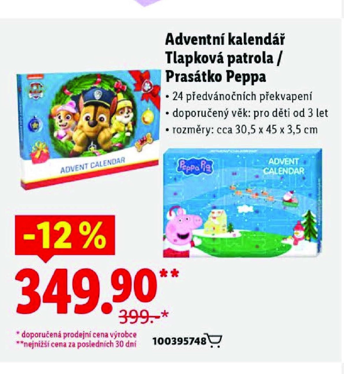 Adventní kalendář Tlapková patrola / Prasátko Peppa