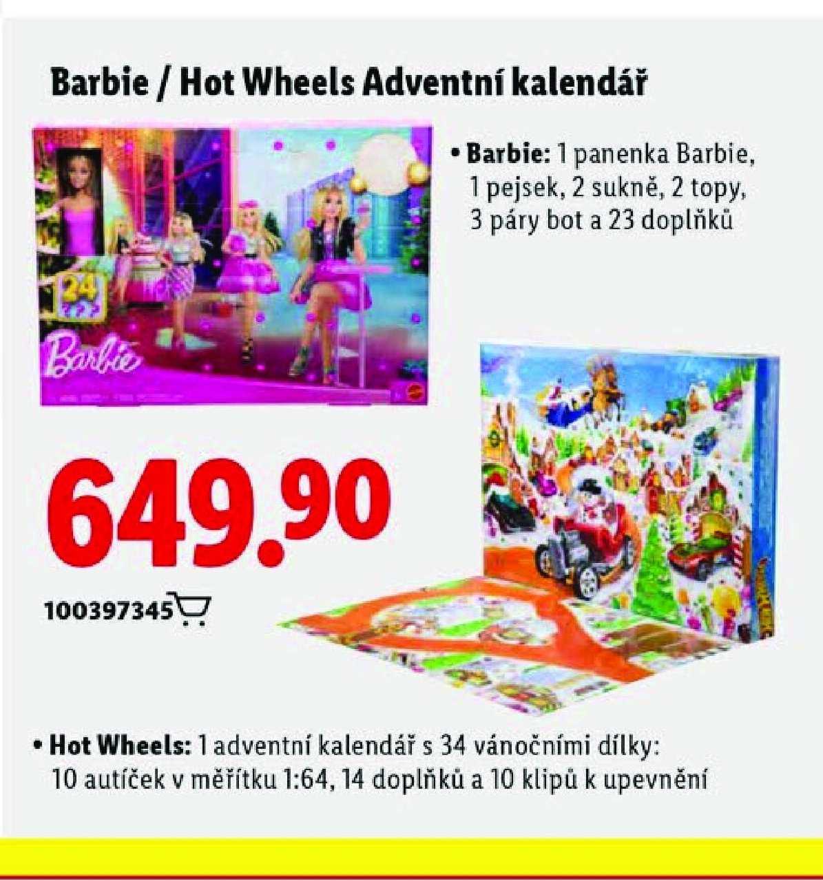 Barbie / Hot Wheels Adventní kalendář