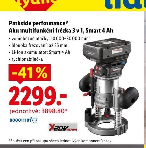 Parkside performance Aku multifunkční frézka 3 v 1, Smart 4 Ah