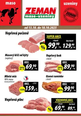 akční leták ZEMAN maso - uzeniny 13.10.2025-18.10.2025