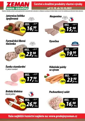 akční leták ZEMAN maso - uzeniny 13.10.2025-18.10.2025