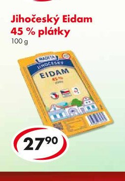 Jihočeský Eidam 45 % plátky