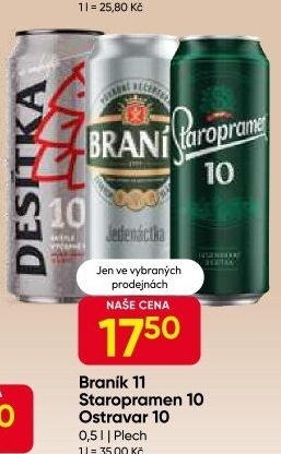 Pivo světlý ležák 11° Jedenáctka Braník
