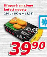 Nugetky kuřecí smažené mražené Vodňanské kuře