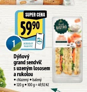 Dýňový grand sendvič s uzeným lososem a rukolou