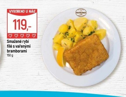 Smažené rybí filé s vařenými bramborami