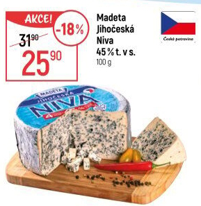 Sýr Niva Jihočeská 45% Madeta