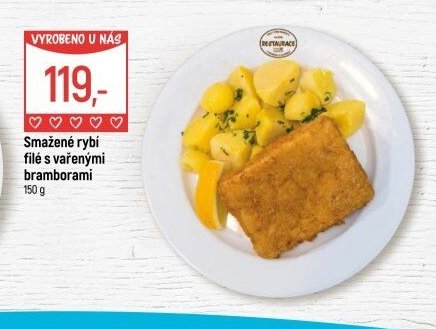 Smažené rybí filé s vařenými bramborami