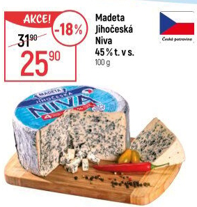 Sýr Niva Jihočeská 45% Madeta