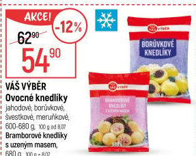 Bramborové knedlíky s uzeným masem mražené Váš Výběr