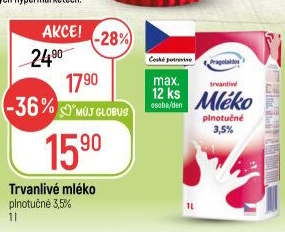 Mléko trvanlivé Pragolaktos - 3,5% plnotučné