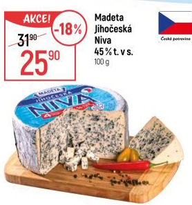 Sýr Niva Jihočeská 45% Madeta