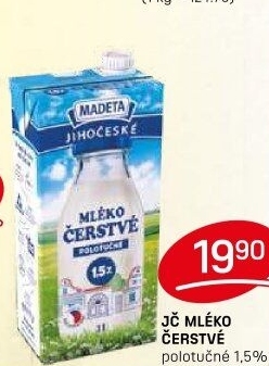 Mléko čerstvé lahodné Jihočeské Madeta - 1,5% polotučné
