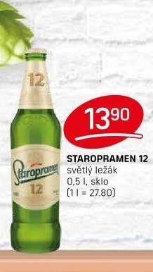 Pivo světlý ležák 12° Staropramen
