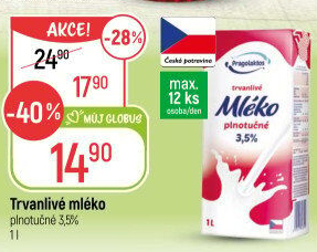 Mléko trvanlivé Pragolaktos - 3,5% plnotučné