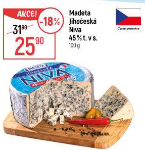 Sýr Niva Jihočeská 45% Madeta