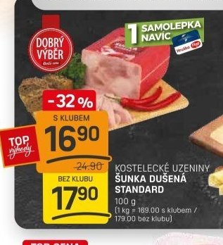 KOSTELECKÉ UZENINY ŠUNKA DUŠENÁ STANDARD