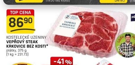 KOSTELECKÉ UZENINY VEPŘOVÝ STEAK KRKOVICE BEZ KOSTI