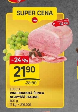 LE&CO VINOHRADSKÁ ŠUNKA NEJVYŠŠÍ JAKOSTI