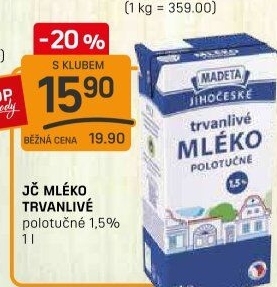 Mléko trvanlivé Jihočeské Madeta - 1,5% polotučné