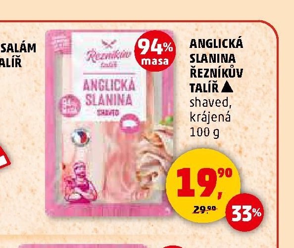 ANGLICKÁ SLANINA ŘEZNÍKŮV TALÍŘ shaved, krájená 100 g