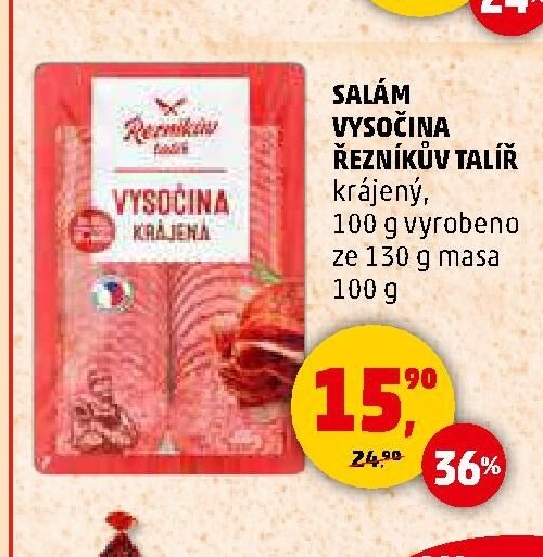 SALÁM VYSOČINA ŘEZNÍKŮV TALÍŘ 100 g