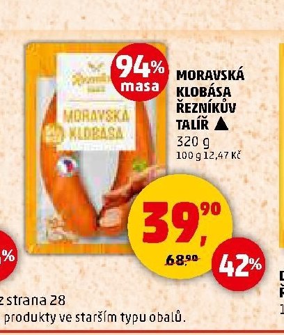 MORAVSKÁ KLOBÁSA ŘEZNÍKŮV TALÍŘ 320 g