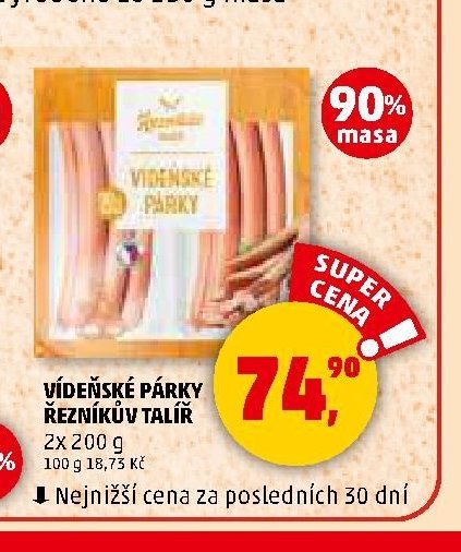VÍDEŇSKÉ PÁRKY ŘEZNÍKŮV TALÍŘ 2x 200 g