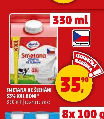 SMETANA KE ŠLEHÁNÍ 33% XXL BONI