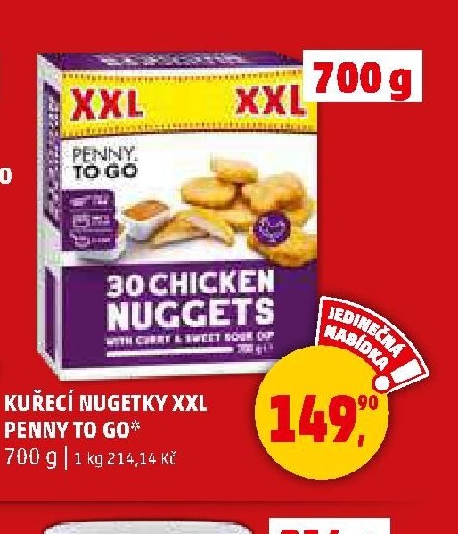 KUŘECÍ NUGETKY XXL PENNY TO GO 700 g