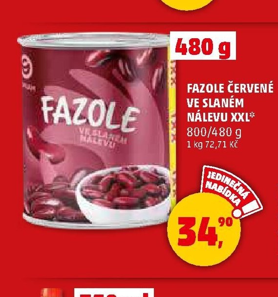 FAZOLE ČERVENÉ VE SLANÉM NÁLEVU XXL 480 g
