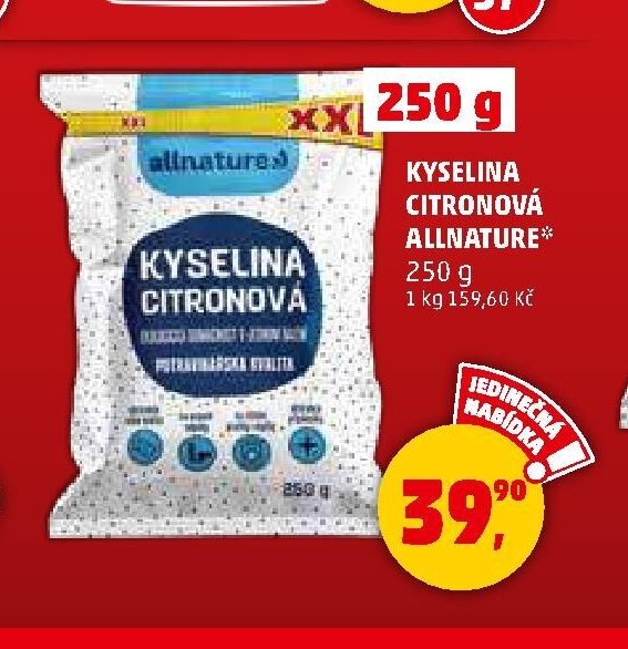KYSELINA CITRONOVÁ ALLNATURE 250 g