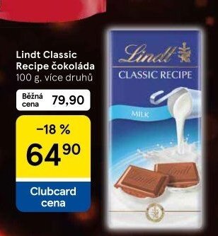 Lindt Classic Recipe čokoláda
