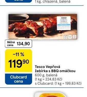 Tesco Vepřová žebírka s BBQ omáčkou
