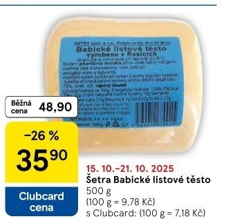 Těsto listové babické Šetra