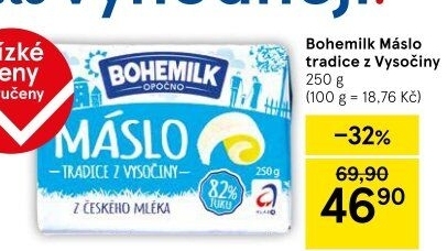 Máslo Opočenské Bohemilk